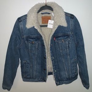 NWT Free People/ Levi Denim Jacket with fur